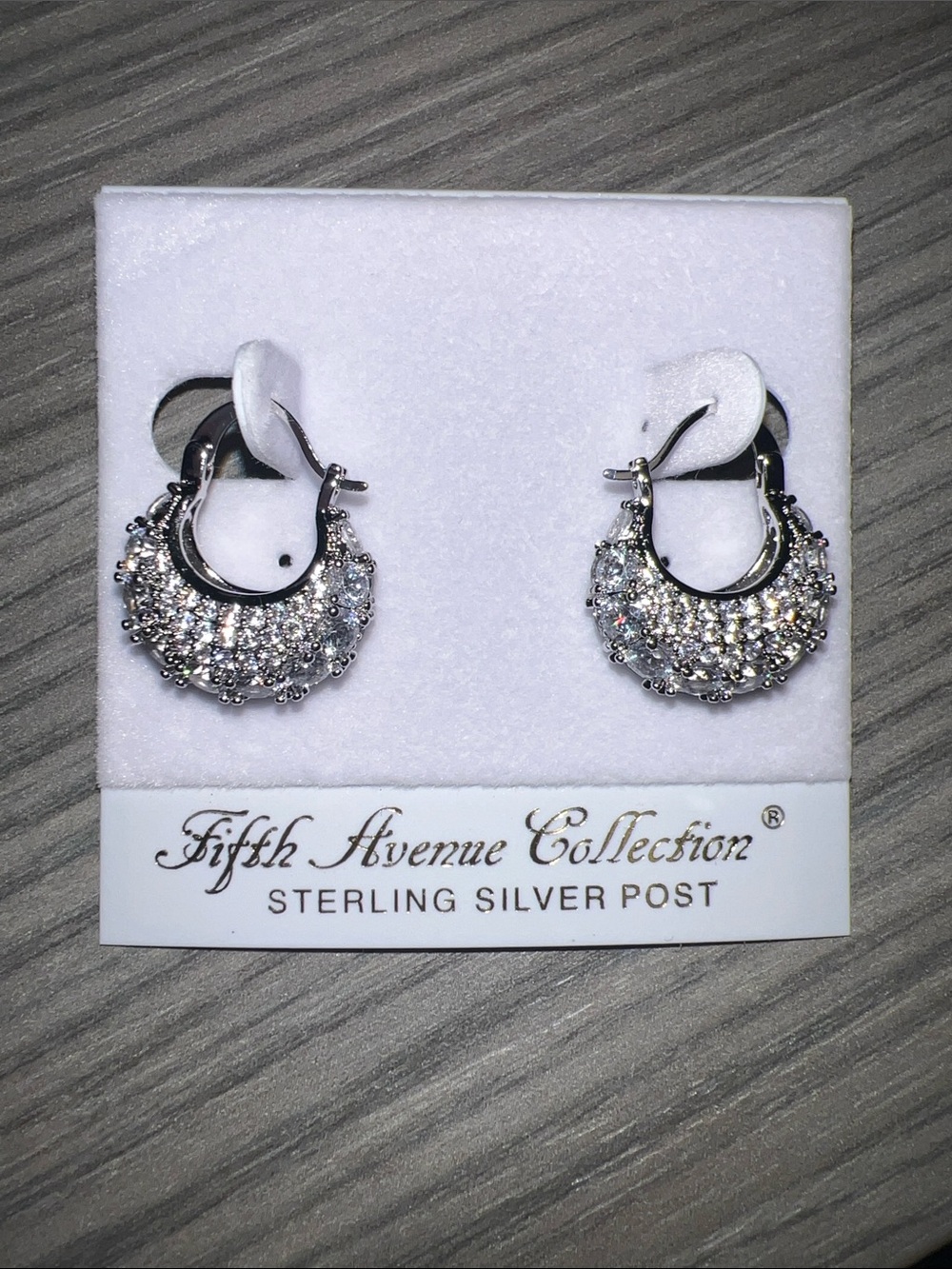 Fifth Avenue Collection Silver Crystal Hoop Earrings - White/Silver